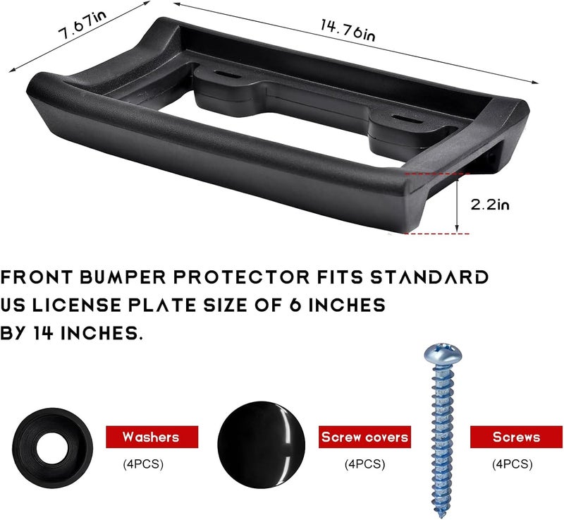 SHMZK License Plate Bumper Guard, 2.3" Thick EVA License Plate Mount Car Tag Frame Protector with Screws, Heavy Duty Front Bumper Protection License Plate Holder for Car SUV Truck - Image 2